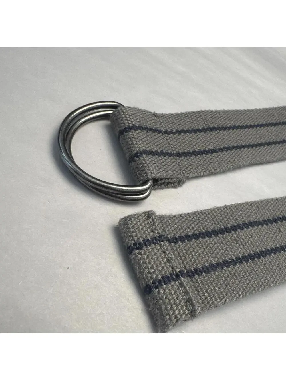 Vintage 90s Grey‎ Striped D-Ring Webbing Belt - Gorpcore / Utility